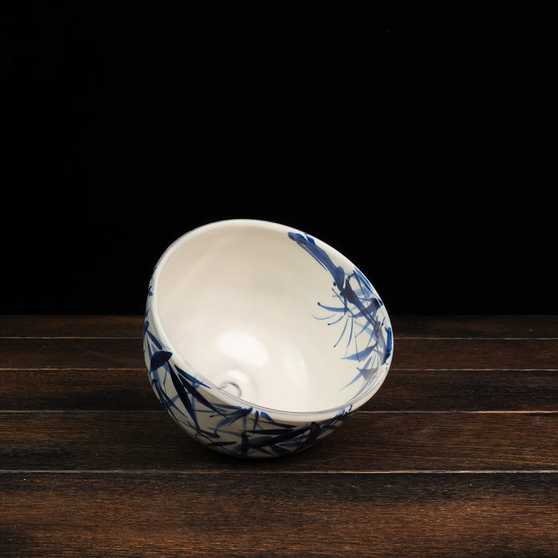 Hand-Painted Matcha Bowl Byaku - Bamboo Style