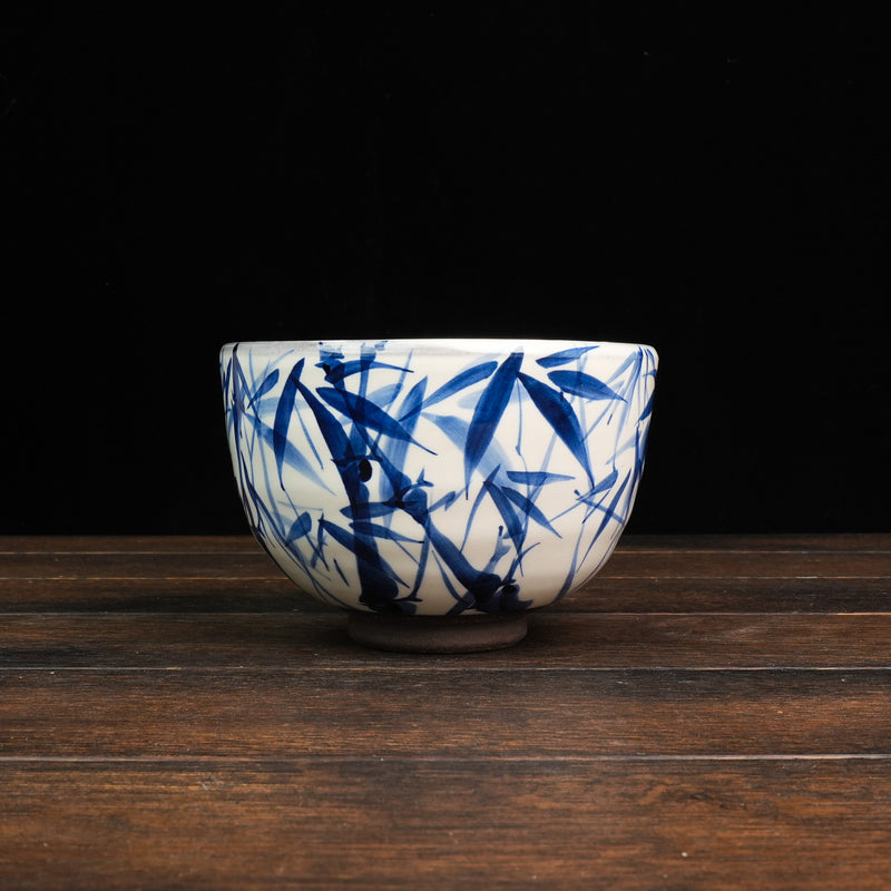 Hand-Painted Matcha Bowl Byaku - Bamboo Style