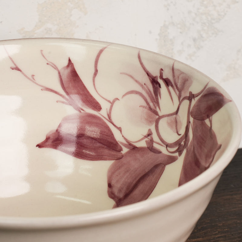 Hand-Painted Matcha Bowl Aurora - Hibiscus Style