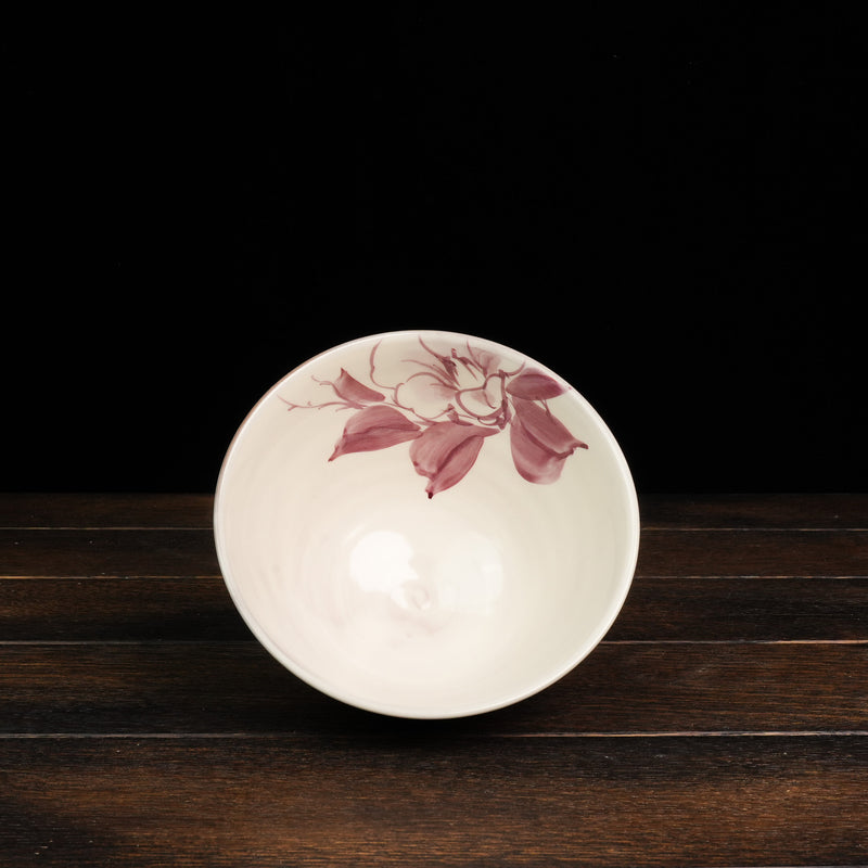 Hand-Painted Matcha Bowl Aurora - Hibiscus Style