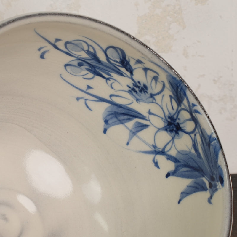 Hand-Painted Matcha Bowl Byaku - Peony Style