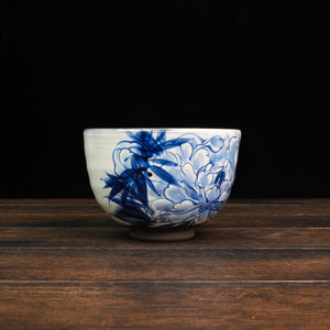Hand-Painted Matcha Bowl Byaku - Peony Style