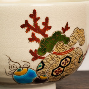 Iroe Treasure Hand-Painted Matcha Bowl of Five Fortunes