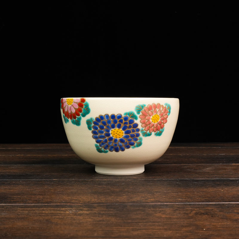 Iroe Treasure Hand-Painted Matcha Bowl of Kikue
