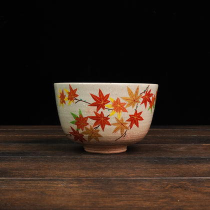 Iroe Treasure Hand-Painted Matcha Bowl of Momiji