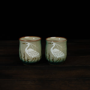 Whimsical Heron Harmony Duo Tea Cup Set