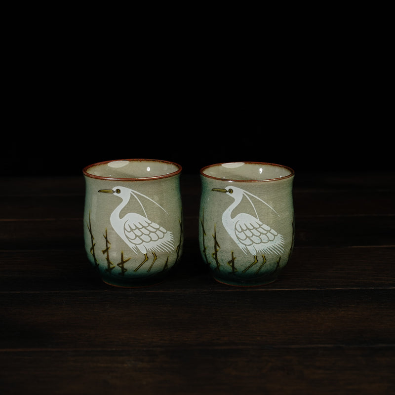 Whimsical Heron Harmony Duo Tea Cup Set