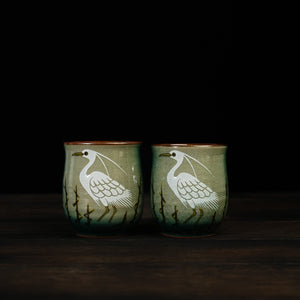 Whimsical Heron Harmony Duo Tea Cup Set