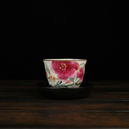 Hana Smlie Collection Tea Cup with Wooden Tray