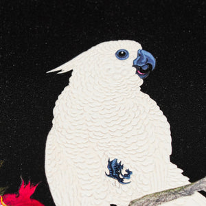 Wooden Postcard Ohara Koson Cockatoo and Pomegranate