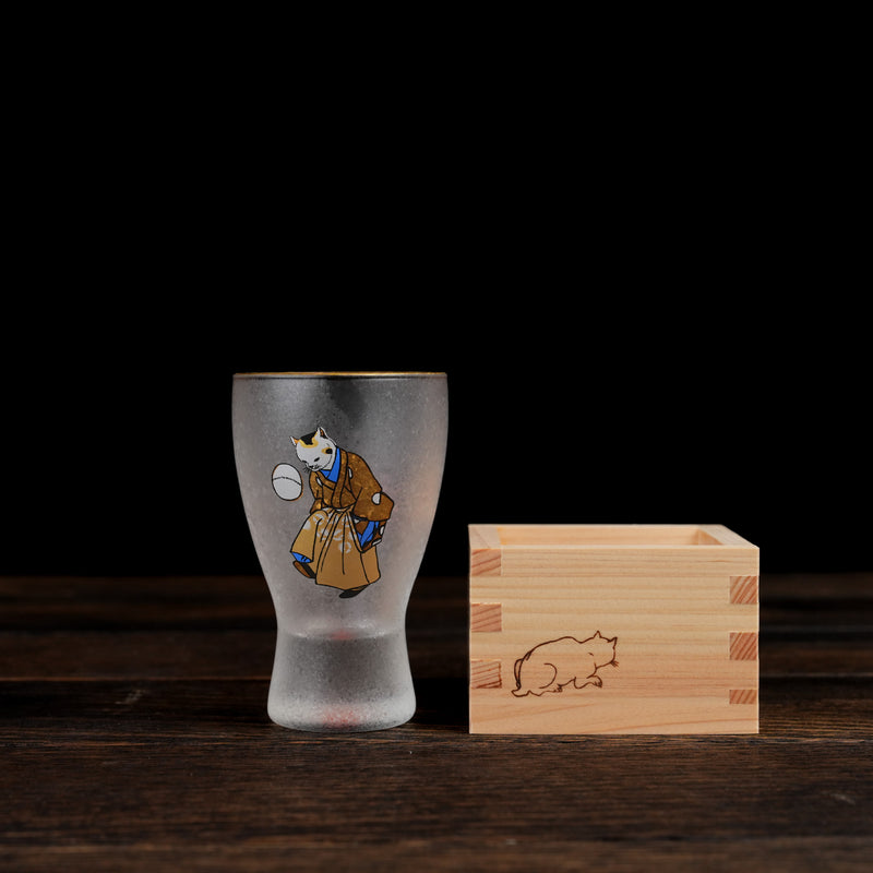 Zake Sake-Cup Glass with Wooden Masu