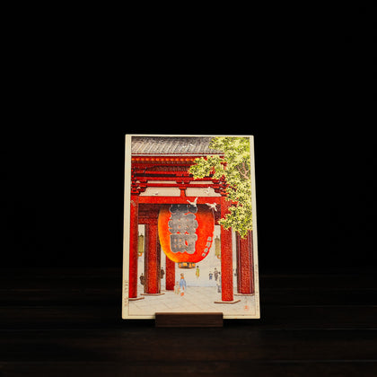 Wooden Postcard Tauchiya Koitsu Great Lantern at Asakusa Temple