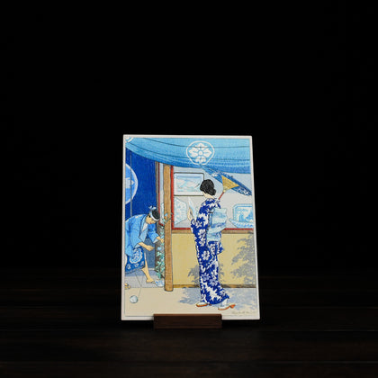 Wooden Postcard Elizabeth Keith Blue and White