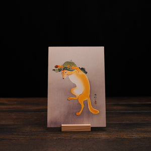 Wooden Postcard by Ohara Koson