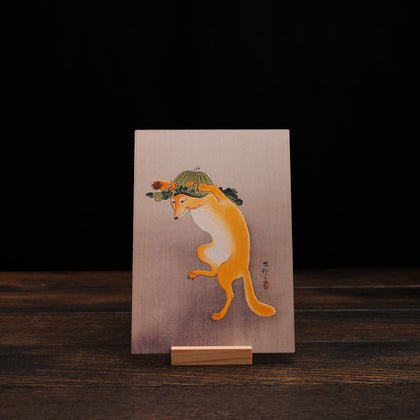 Wooden Postcard by Ohara Koson