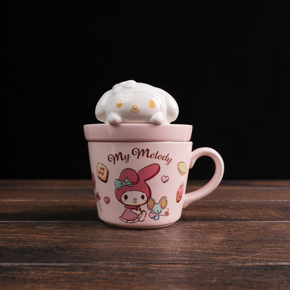 Japan Sanrio Mascot Mug with Lid - My Melody : Cafe Latte Art