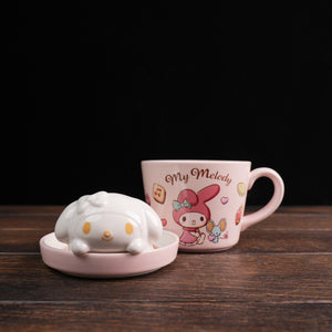 Japan Sanrio Mascot Mug with Lid - My Melody : Cafe Latte Art