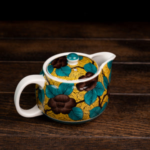 Blue Camellia Design Tea Pot