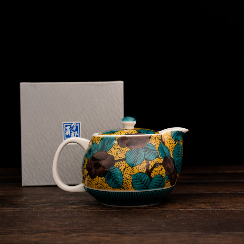 Blue Camellia Design Tea Pot