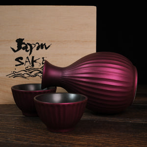 Metallic Style Sake Set in Wooden Box
